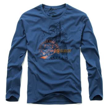 AK男装春装新品 sailing印花长袖T恤11D100014 蓝色 XXL