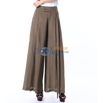 O.SA2012春装新款韩版女装时尚百褶修身休闲长裤SK21052 卡其色 XL