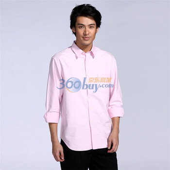 IZOD 秋季新品纯棉长袖休闲男士商务衬衫 1061912108403粉色XXL(185/102A)