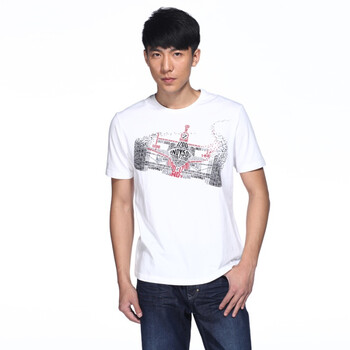 IZOD 新品纯棉字母圆领短袖宽松男士休闲T恤 4121914214100 白色系 XXL(185/102A)