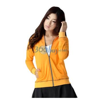 韩都衣舍 韩国卫衣春季新品新年春装女印花开衫立领卫衣DQ1520 黄色 均码