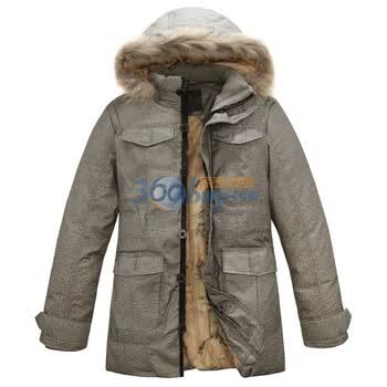 雷亚诺Jarno时尚休闲修身可脱卸帽中长款羽绒服1061 中灰色 XXL