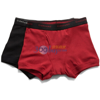 Giordano佐丹奴 内衣裤 男两条装Logo宽皮筋平脚内裤 01171513 酒红色 XXL