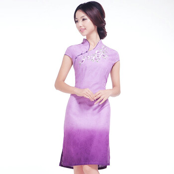 格格旗袍 靓丽夏季短旗袍0220-0731-35 浅紫色 3XL