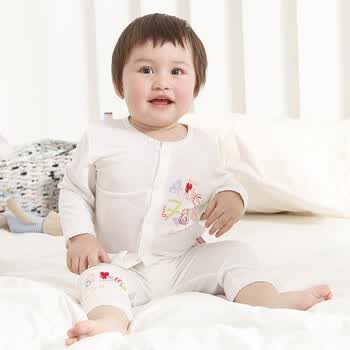 安宝儿 新生儿内衣套装婴儿单面天丝开胸内衣套 睡衣服饰宝宝衣服打底衫 天蓝色 60M/120cm