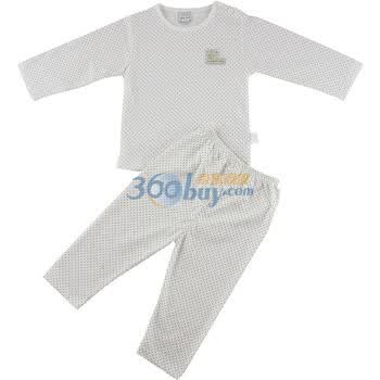 巧尼熊 宝宝服饰 2012春夏秋款肩开内衣套装 白底小圆点 6074 白底圆点(男女宝宝适穿) 90码