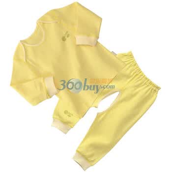 贝贝怡（bornbay）BB313-512 宝宝服 活动肩上衣 婴儿童装内衣套装 淡黄 59码
