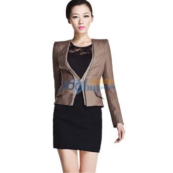 七格格 IAIZO 欧美风品质女装 单扣小西装 女11J3000901 卡其色 XL