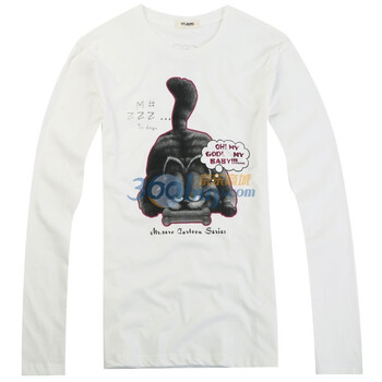 零号男 卡通印花长袖T恤BFA0016 白色01 XXL