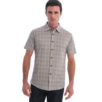 D.ANUO狄亚诺 新品男士短袖商务休闲衬衫127128 卡其色 XXL