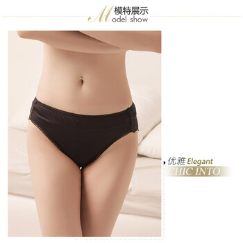金三塔 100%桑蚕真丝内裤 女黑色性感蕾丝中腰抗菌内裤ZN003 浅紫 L