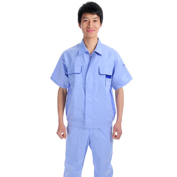 金伟乐 GC038 夏季短袖工程服 劳保服套装 工装 新款厂服 蓝色 185