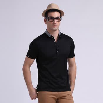 意大利DC高端男装 2012夏装新款简洁经典翻领T恤衫 POLO衫 修身短袖T恤GOLF L222401-70 黑色 XXL