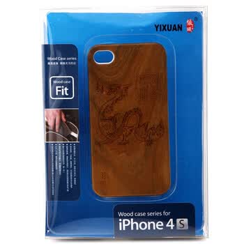 依璇 LTDK 苹果iphone4/4s 手机保护壳/保护套 绿檀木实木+银色塑胶边框 雕刻 银色