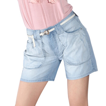 右道UDOT夏季新款立体大兜袋中腰休闲女牛仔短裤浅蓝U127 天蓝色 30