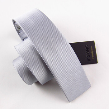 IFSONG美宋 ZDT169ZZp 纯色6CM男士细条纹平头窄版领带 10色 银灰色