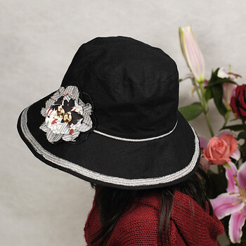 黑田KURODA女款时尚百搭双面盆帽太阳帽 HTM-015 黑色 57cm