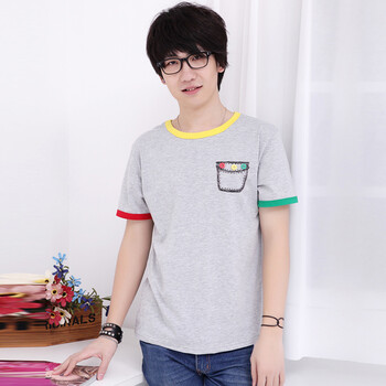 AMH 韩国2012夏装新款男装韩版动物宽松圆领常规袖短袖T恤NN2053 灰色 L