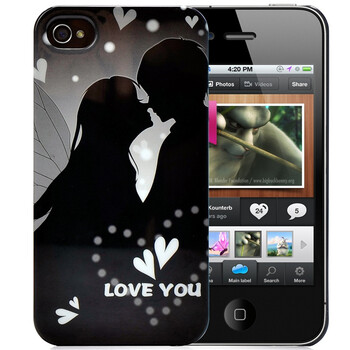 万信达(WXD)IPH4030653WD iPhone4/4s QQ秀情侣保护外壳(淡黑)