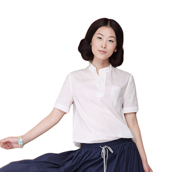 2012 新品 Inman茵曼女装衬衫 女 复古时尚B10064 白色 XL