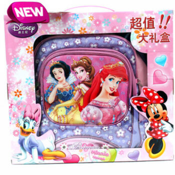 迪士尼Disney米奇儿童小学生书包文具礼盒套装 豪华书包大礼盒RE-598 公主紫色