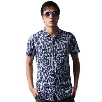 意大利品牌DC 2012经典新款夏天时尚男装花色短袖衬衫12206 蓝色 XXXL