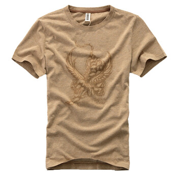AK春夏新品 AK印花修身全棉短袖T恤 卡其色 XXL