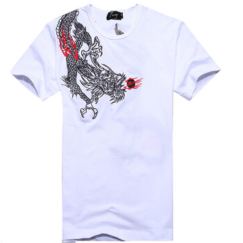 TUOYI拓一2012新款刺绣龙图案男短袖纯棉修身圆领T恤2HC801 白色 XXXXL