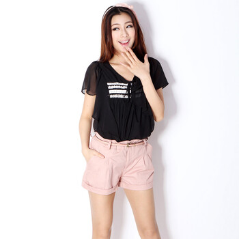 SHOPING PLAN 2012夏装韩版时尚休闲 性感显瘦短裤热裤女裤 28002 粉色 XL