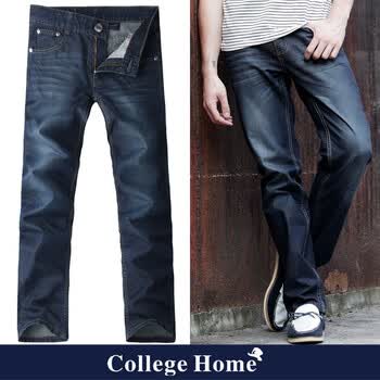 College Home 夏季新款薄款修身男士牛仔裤男韩版直筒男裤子牛仔薄 图片色 38码