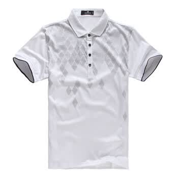 富贵鸟 男装 夏季新款时尚休闲短袖翻领POLO衫51822013 白色70 190(XXXXL)