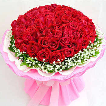 情人节99朵红玫瑰花 鲜花速递快递 生日祝福礼
