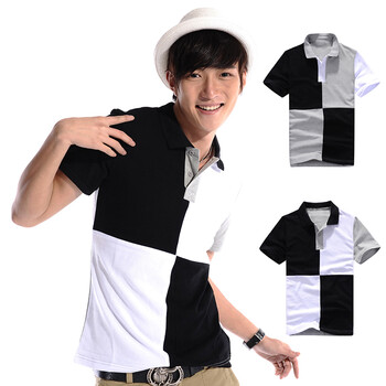 名鳄男式polo领横条半袖T恤 -粉红2XL-2822小