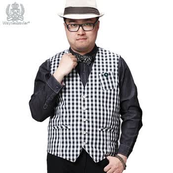 大码<em>男装货到付款</em> 胖子<em>马甲</em>加肥加大 纯棉格子