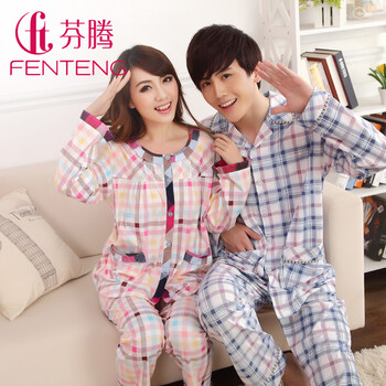 <em>芬腾</em>情侣<em>睡衣</em>2014春季新款男女士针织纯棉家