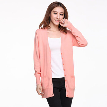 如云阁 2014新款韩版<em>女式</em>毛衣<em>薄开衫</em> 大码中长