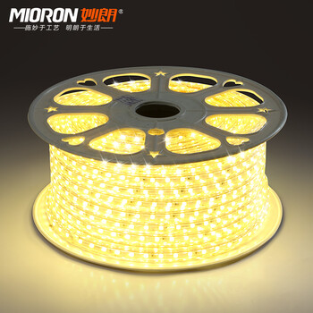 妙朗LED贴片灯带SMD5050/60珠吊顶灯带220V 买一送一 暖白光