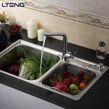 蓝藤卫浴 不锈钢水槽豪华双槽套装 厨房洗菜盆