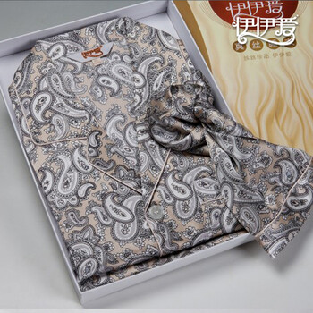 伊伊爱真丝<em>男士睡衣套装</em>100桑蚕丝春夏<em>丝绸</em>套