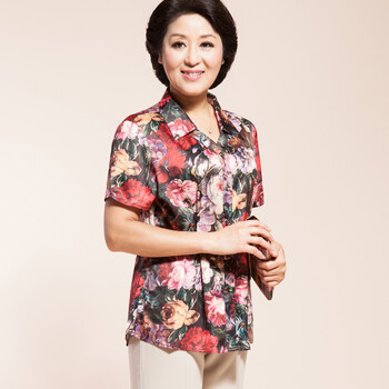 苏妈中老年女装衬衫 <em>中年</em>女装夏装妈妈装<em>短袖</em>
