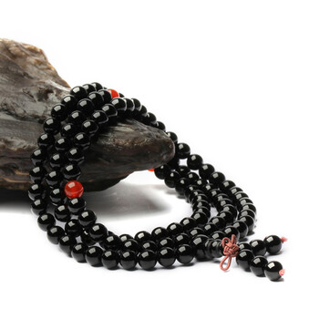 一生一石力荐黑玛瑙红玛瑙佛珠手链108经典男