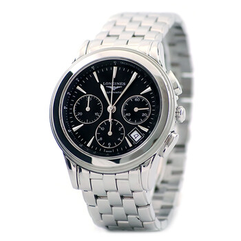 浪琴军旗顶级自动机械三眼计时男装白色表L4