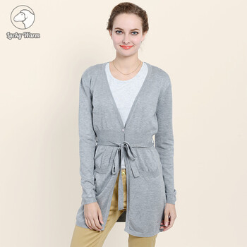 羊绒<em>开衫女长款</em> 长款线衫开衫外套