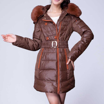 休闲气质大码长款羽绒服货到付款女外套 棕色 xxl【图片 价格 品牌