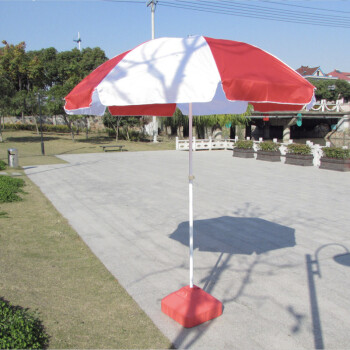 
                                        贸号 户外圆形遮阳伞沙滩伞庭院防紫外线银胶大伞 KS211 红白款(无银胶)+底座 直径2.8米                
