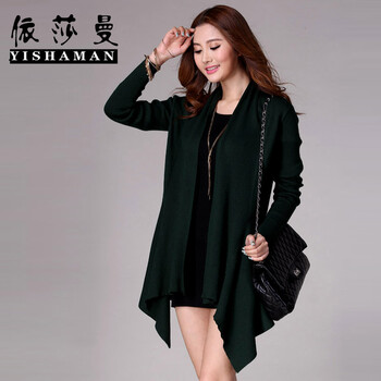 依莎曼女士<em>羊绒衫</em> 中<em>长款披肩</em>样式羊绒毛衫 中