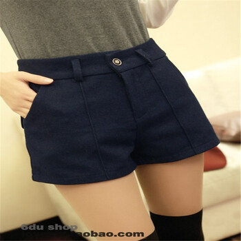 2013新款欧美风百搭中间线修身<em>呢料</em>靴裤<em>短裤</em>