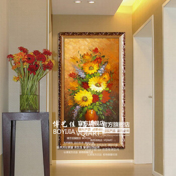 
                                        博艺佳【金色向日葵】家居装饰画纯手绘油 中式风景油画 高档有框画门厅餐厅走廊装饰画 第一幅 80*160CM                