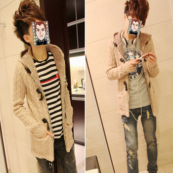 潮朝服饰 2013韩版修身 男 <em>开衫</em>外套 羊羔毛内