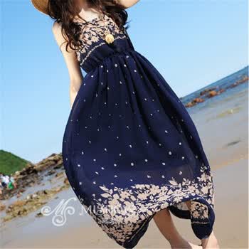 岛旅游雪纺连衣裙夏季 波西米亚<em>沙滩裙子长</em>N1